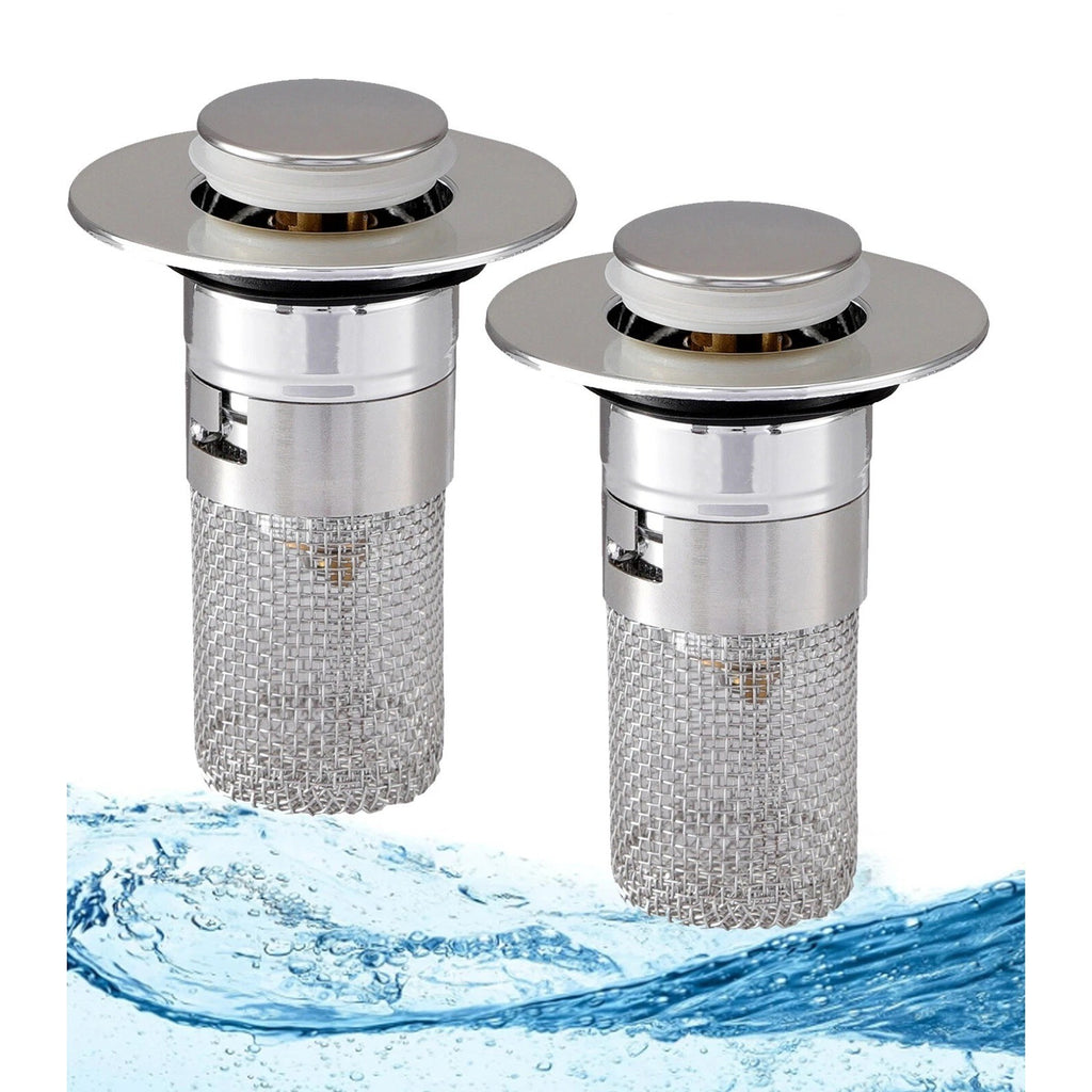 Set of 2 Sink Drain Filter, Stainless Steel Pop Up Stopper for Bathroom Kitchen
