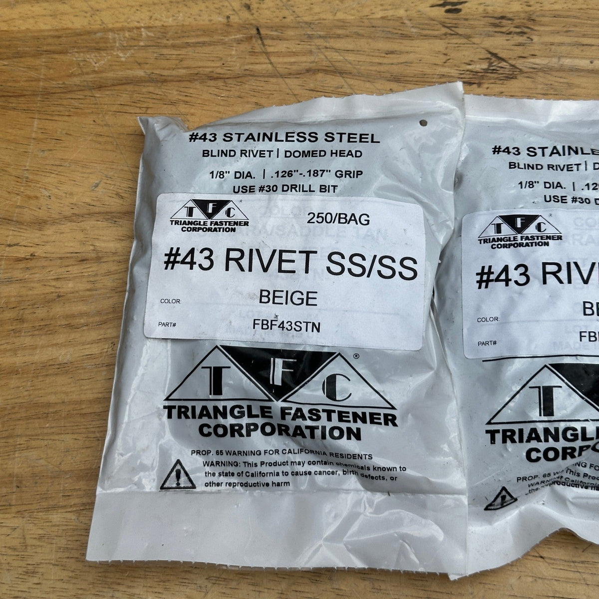 3 Pack of 250 Triangle Fastener #43 FBF43STN Beige Blind Rivet 1/8" Dia .126"