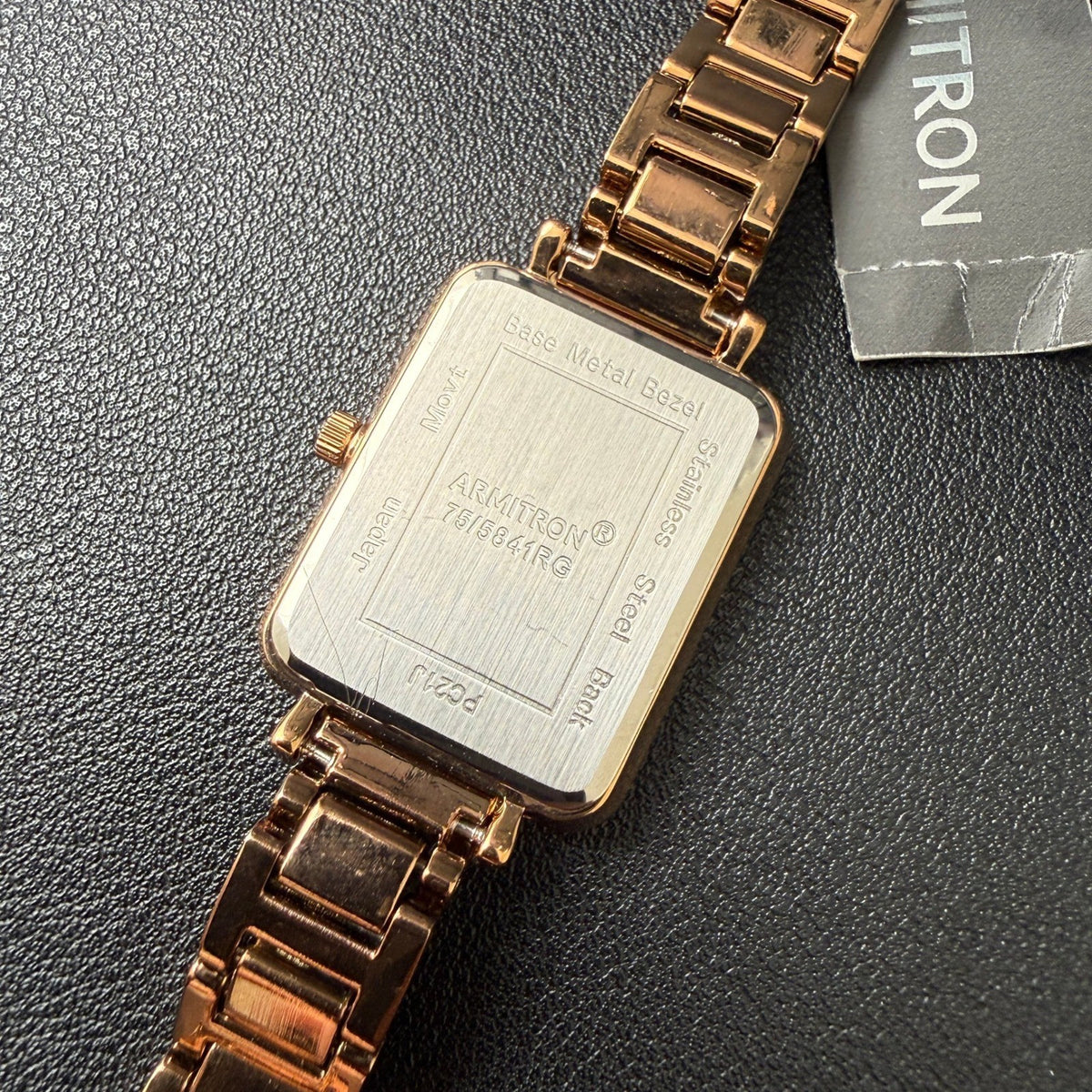 MSRP $55 Armitron 75/5841RG Women's Rose Gold Crystal Accented Bracelet Watch