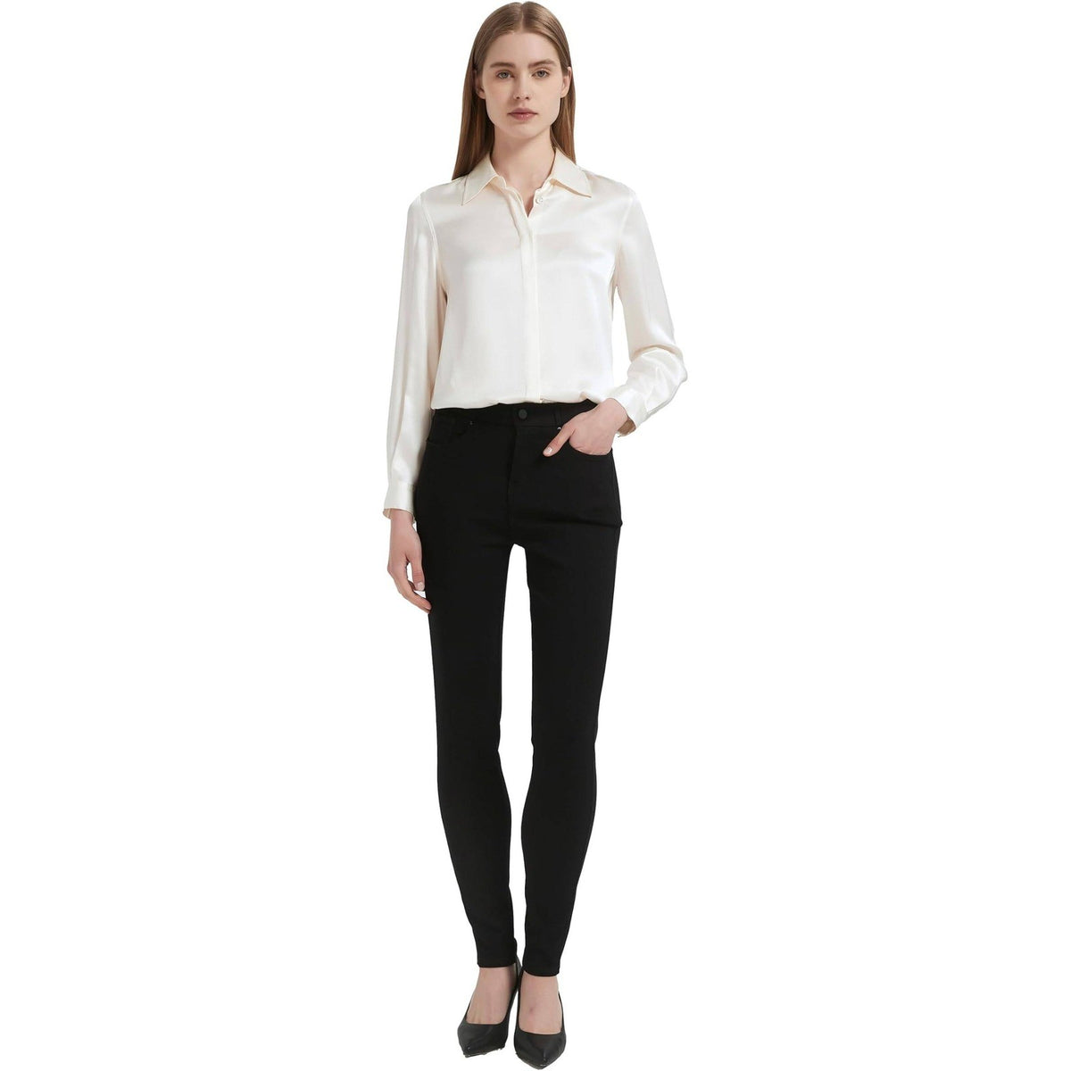 MSRP $29 DIYUS Women's XL Black Dress Pants Slim Fit Skinny Leg Stretch Comfy