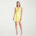 MSRP $78 belle vie Womens 8 Pale Yellow Draped Neck Fit + Flare Dress Sleeveless