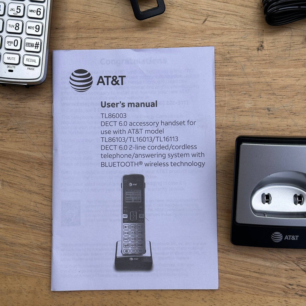 AT&T TL86003 Additional Cordless Handset for TL86103 - DECT 6.0 Expandable Ha