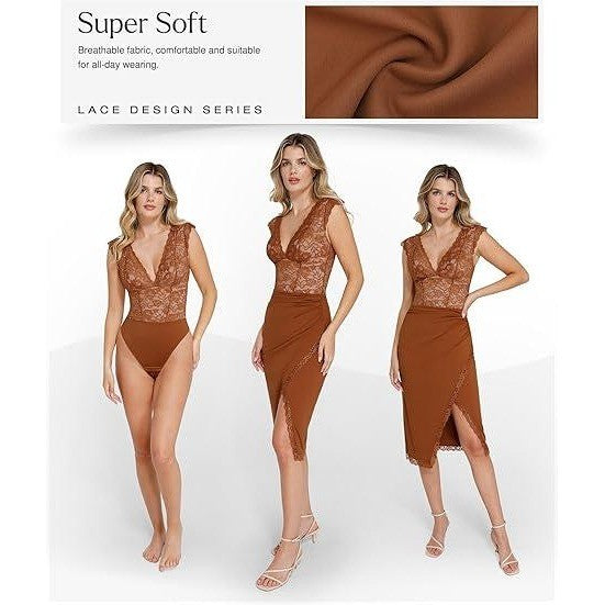 MSRP $72 Popilush Brown M Lace Body Suits Women's Tank Top Thong Shapewear Tu