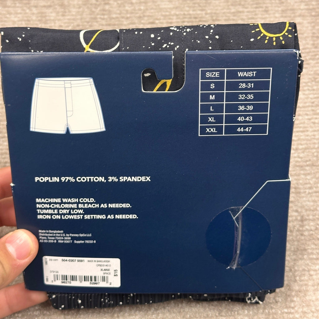 MSRP $15 Arizona Jean Co Men's Woven Boxer Size XL Space Cotton 4" Inseam