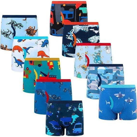 Set of 10 MSRP $39 BIG ELEPHANT Boys 6-7Y Boxer Briefs Toddler 100% Cotton Dino