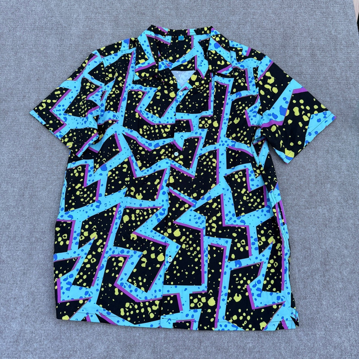 Vintage 80s 90s Men's Multicolor L Hawaiian Shirt Short Sleeve Casual Button Up