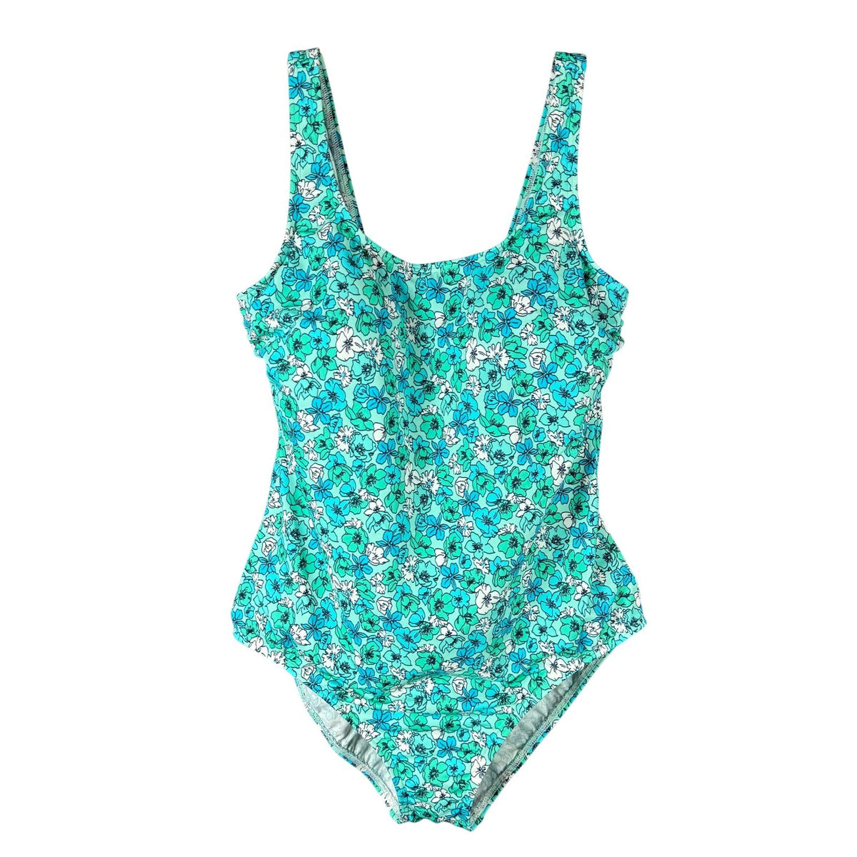 Lands' End Women's 14 High Leg Soft Cup Tugless Sporty One Piece Swimsuit Turquo