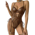 MSRP $19 Avidlove Womens XXL Sexy Lingerie Leather Teddy Mesh One Piece Body