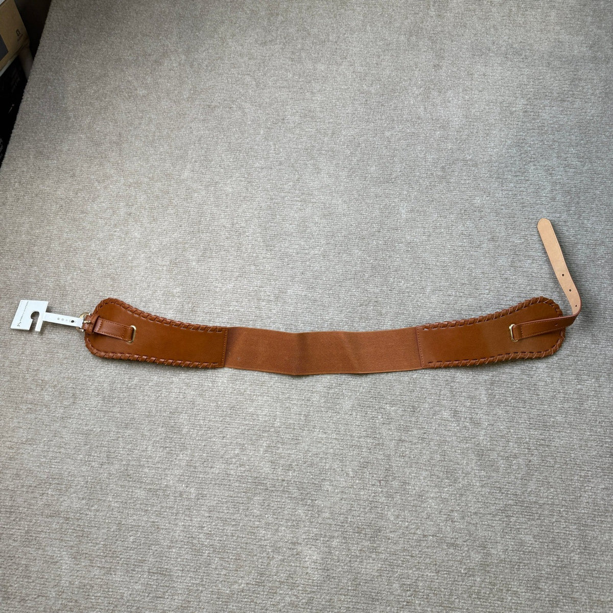 MSRP $34 Jessica Simpson 13JS010001 Women S Cognac Stretch Belt Whipstitch Wide