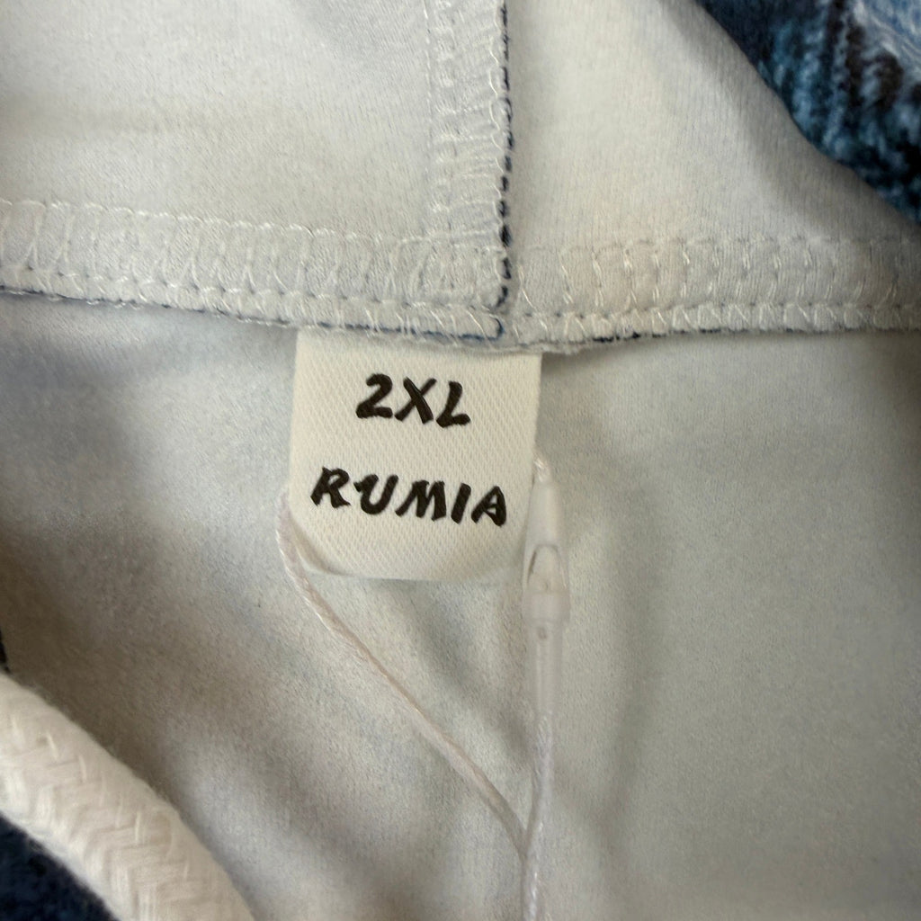MSRP $19 RUMIA Women's 2XL Top V Neck Sweatshirt Pullover Hoodie Oversized Plaid