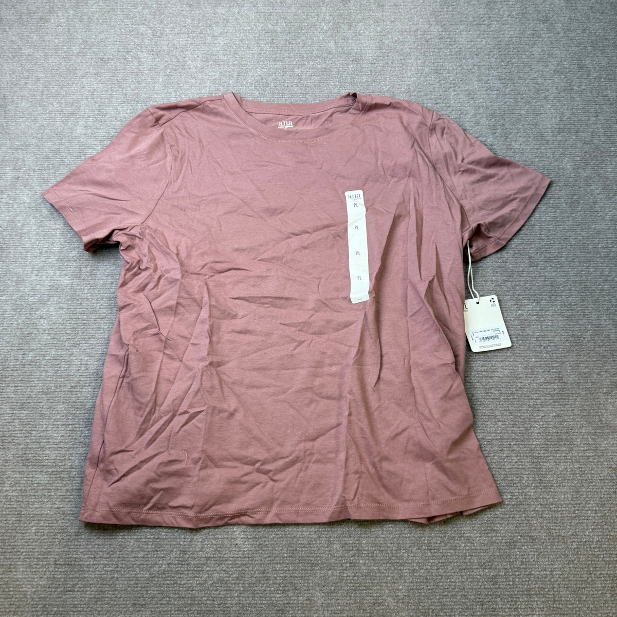 MSRP $16 A.N.A Womens L Petite Burlwood Round Neck Short Sleeve T-Shirt