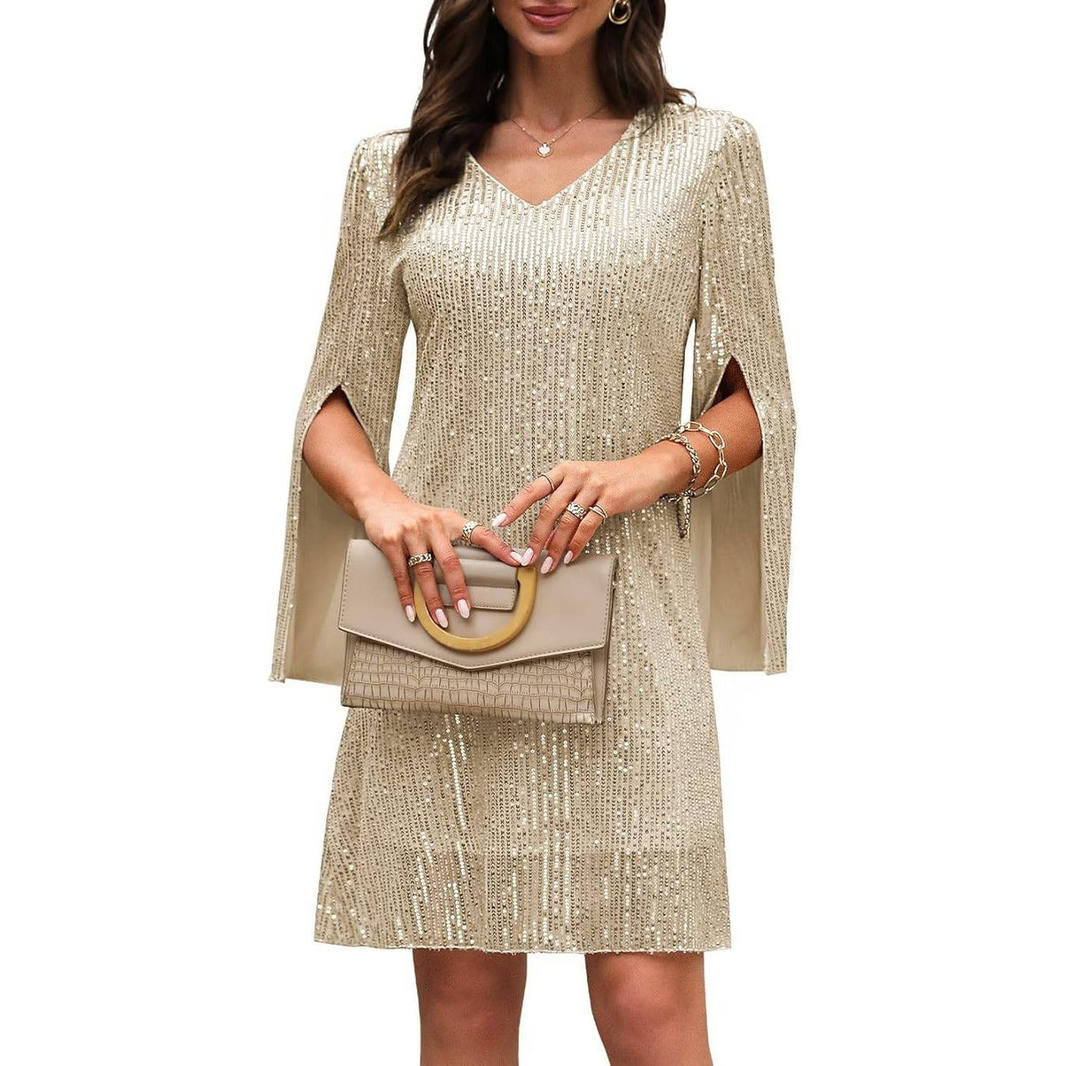MSRP $90 COOAN Women's XL Wedding Guest Cocktail Formal Dress Lace Sequin Pro