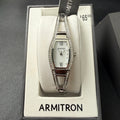 MSRP $65 Armitron 75/3531 Women's Silver Tone Crystal Bangle Watch New Battery