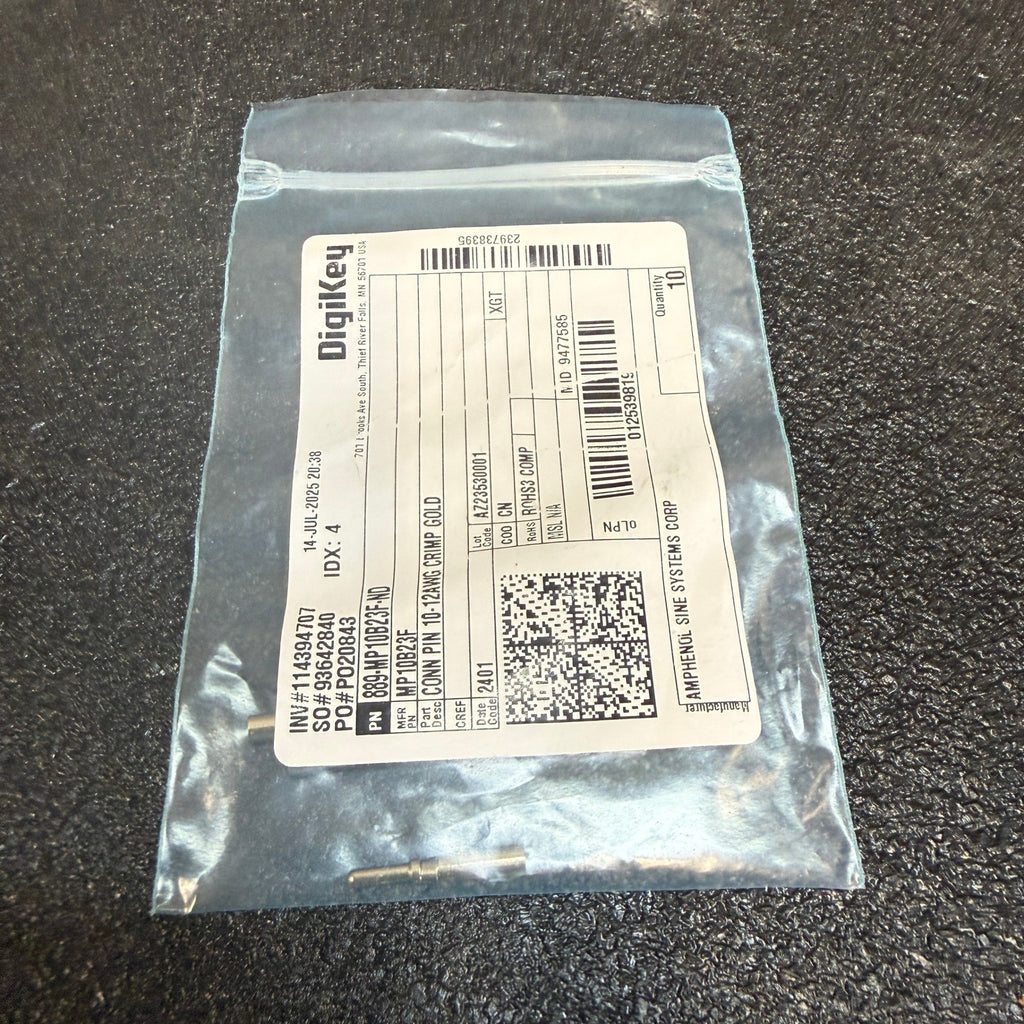 Pack of 5 Amphenol MP10B23F Crimp Machined Pin Contact Gold 10-12 AWG