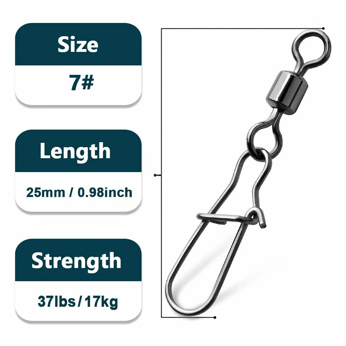Pack of 250 Fishing Connector Rolling Swivels Barrel Bearing with Snap Fit