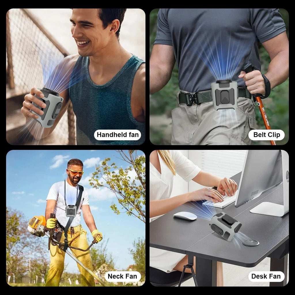 Jun Boer YBN-609 Grey Portable Waist Fan Belt Wearable 10000mAh Rechargeable Po