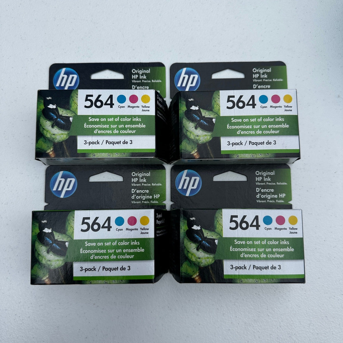 Set of 4 HP 564 N9H57FN 3-Pack Cyan Magenta Yellow Ink Cartridges EXP 03/2023