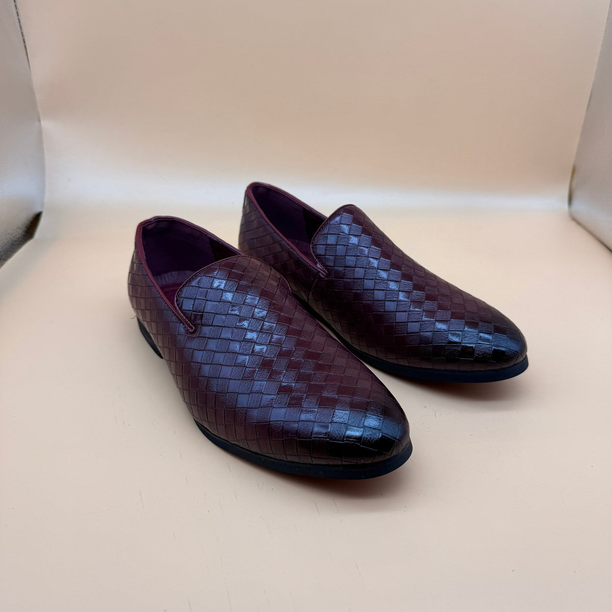 Santimon Men's US 8.5 Red Woven Smoking Loafers Lightweight Walking Shoes