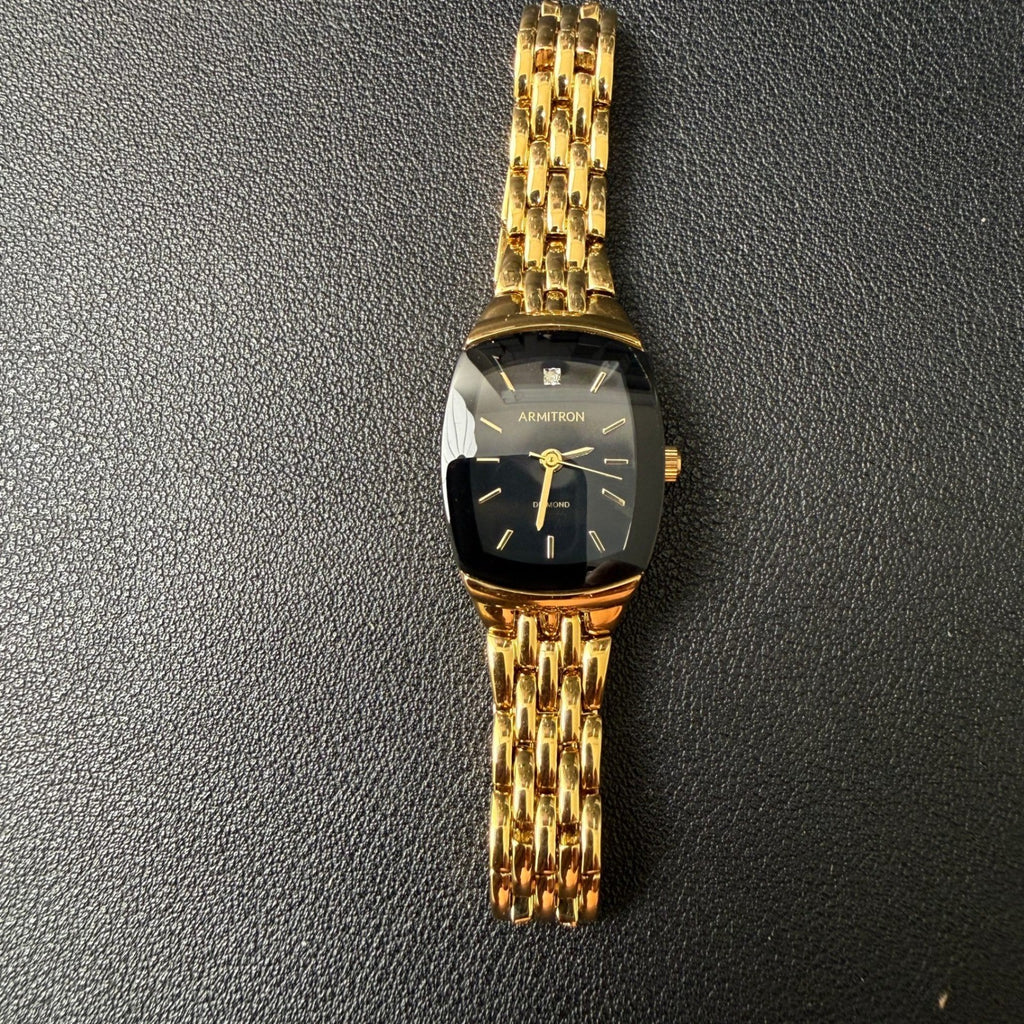 Armitron Women's 75/5195GP Diamond Accented Gold Tone Bracelet Watch New Batter