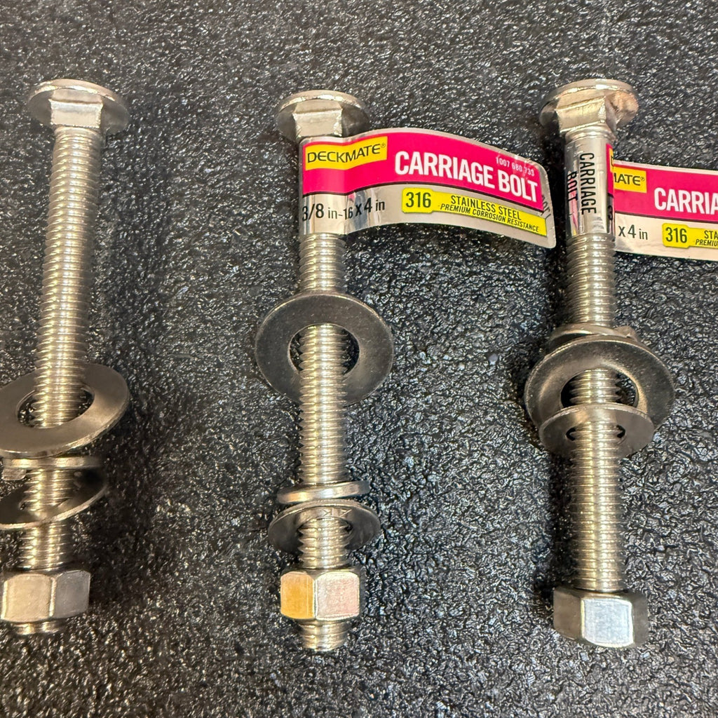 Lot of 4 Deckmate Carriage Bolt 3/8" - 16 x 4" 316 Stainless Steel 1007 680 733
