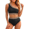 MSRP $36 Tempt Me Womens L Black Two Piece High Waist Bikini Set Swimsuit One