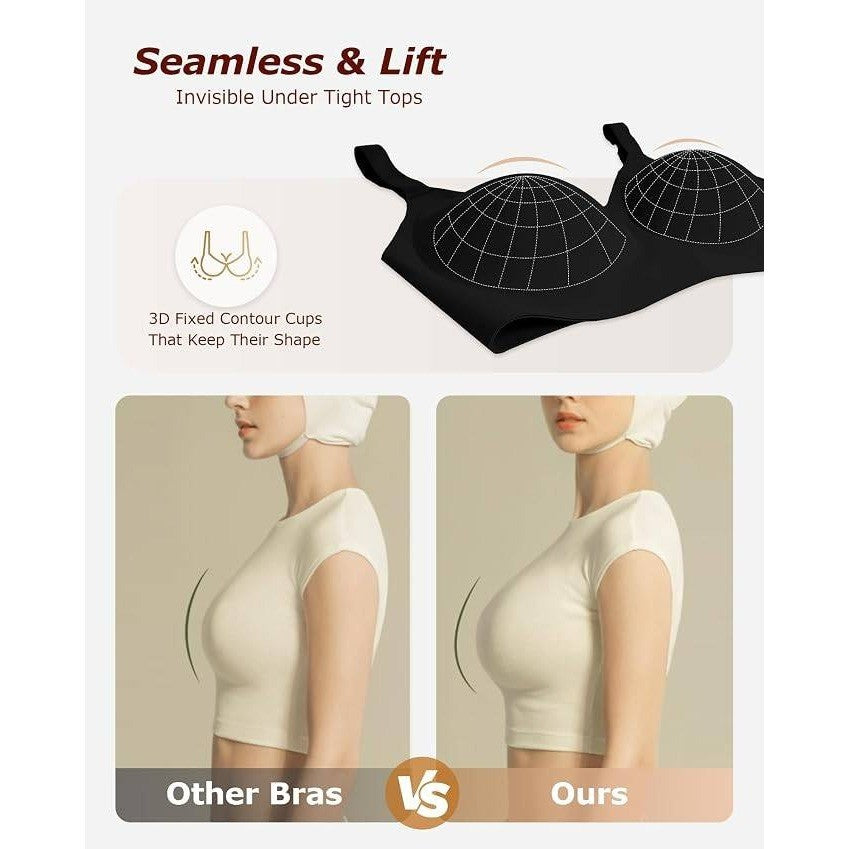 MSRP $26 LUXMAY Women's 38C/38D Black Wireless Comfortable Bra Seamless