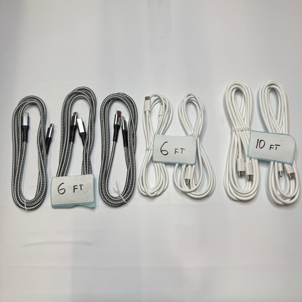 Lot of 7 USB C to USB C Fast Charging Cables 6ft 10ft Type C Cords