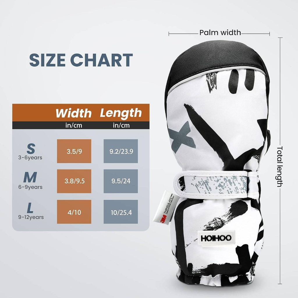 MSRP $23 HOIHOO Kids Ski Mittens Waterproof Snow Thinsulate Gloves Toddler Warm