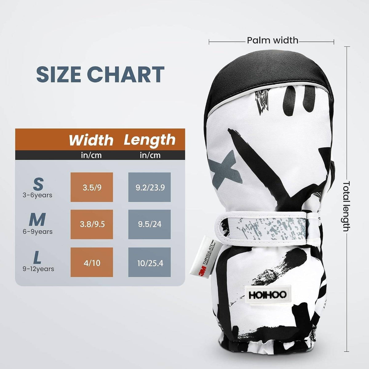 MSRP $23 HOIHOO Kids Ski Mittens Waterproof Snow Thinsulate Gloves Toddler Warm