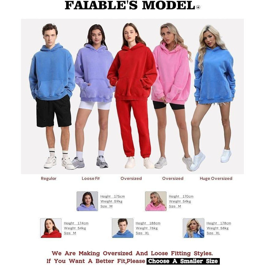 MSRP $70 FAIABLE Women's M White Oversized Acid Wash Hoodie Unisex Heavyweight