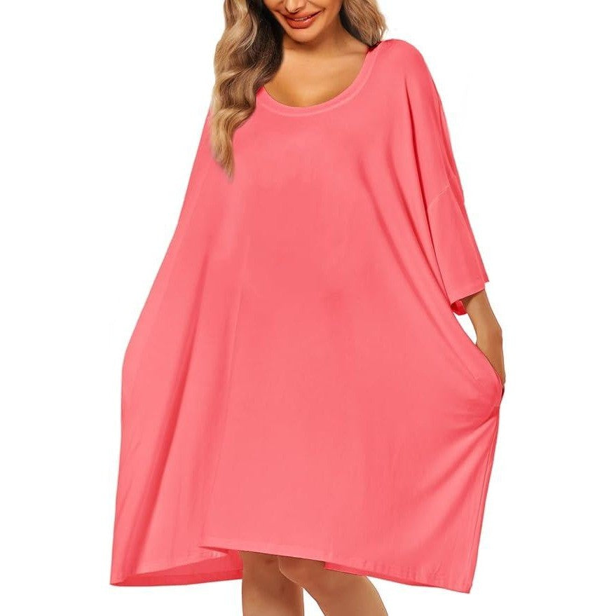 KFUBUO Plus Size Nightgowns for Women Coral Pink Fit S-5XL Oversized Sleep