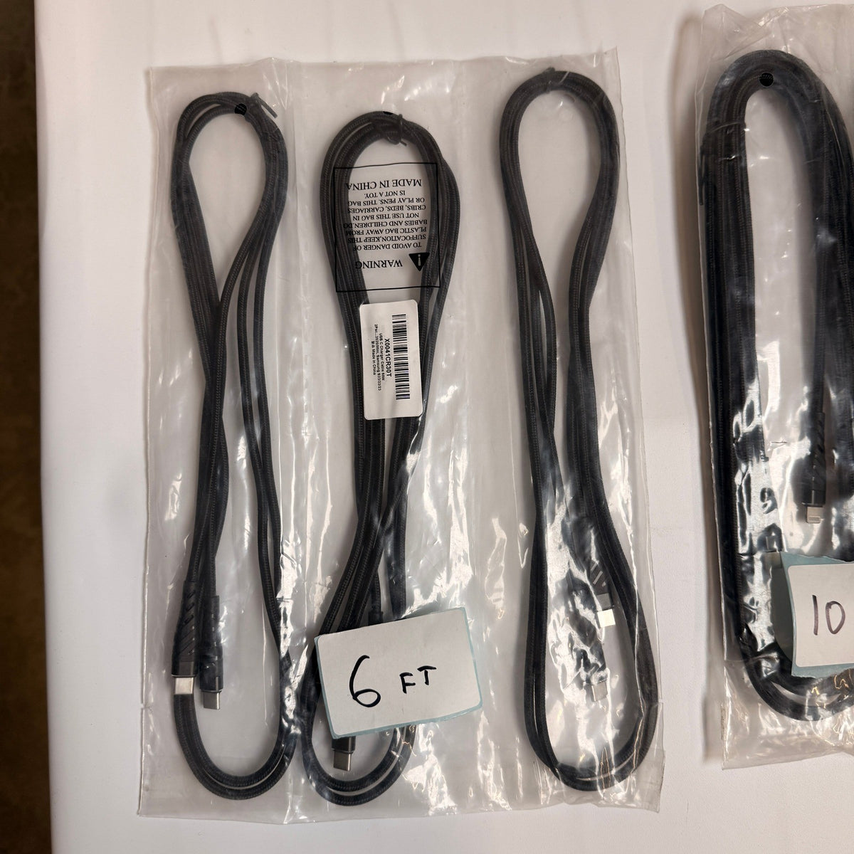 Lot of 5 Mixed USB C to Lightning 20W, USB C to C 60W Charging Cables 6ft 10ft