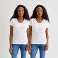 Set of 2 NWT St. John's Bay Womens L Petite White V Neck T-Shirt Short Sleeve
