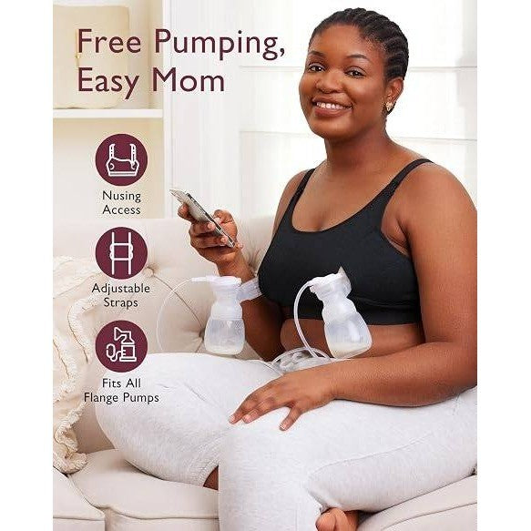 Set of 2 MSRP $48 Momcozy L Black, Grey Pumping Nursing Bra Hands Free Maternity