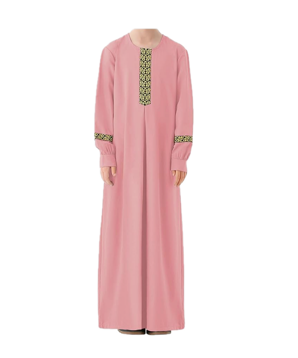 Abetteric Kids Girls Long Sleeve Abaya Dress Muslim Islamic Kaftan Printed Maxi