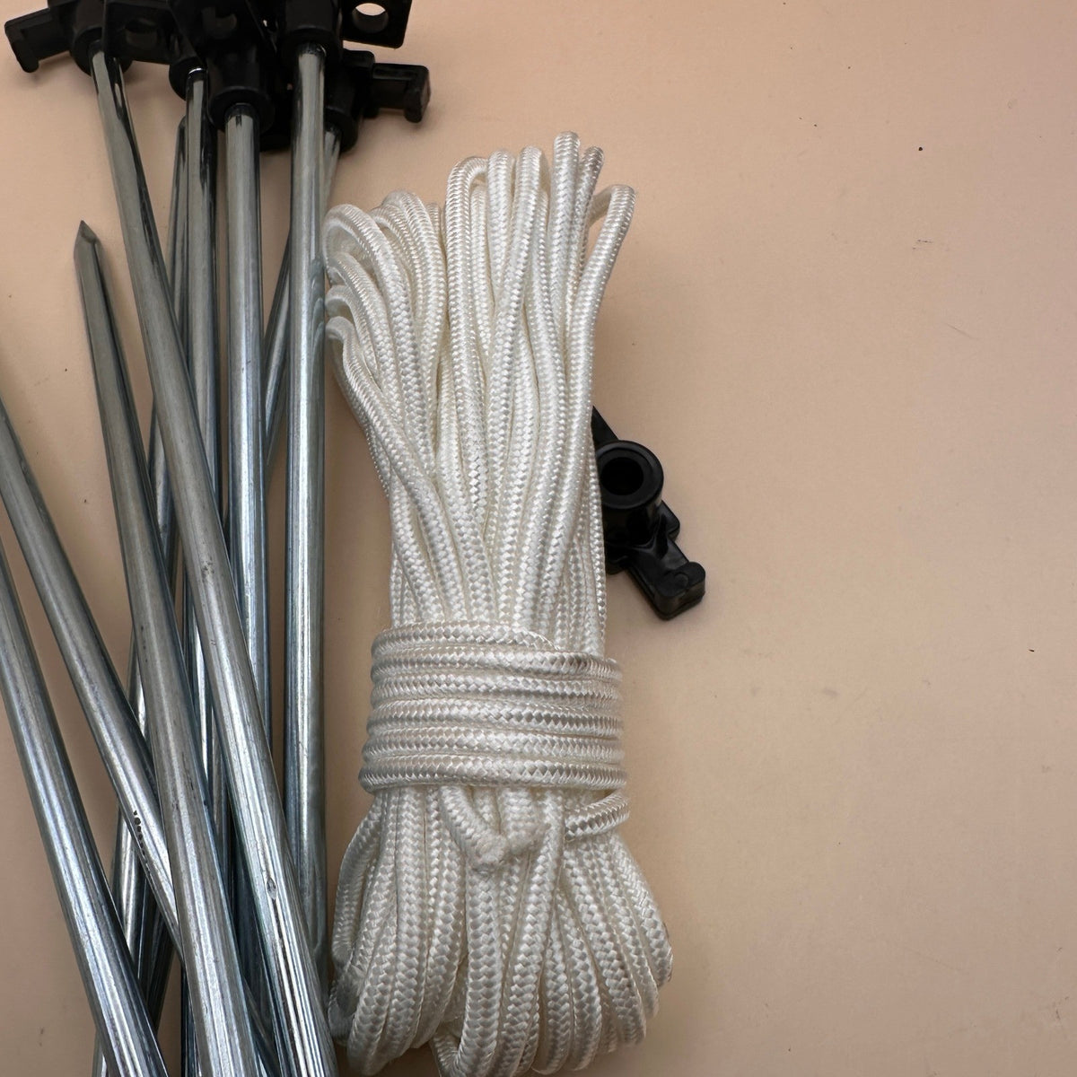Set of 10 ABCCANOPY 11" Tent Stakes Non-Rust Metal Ground Anchors with 4 Rope
