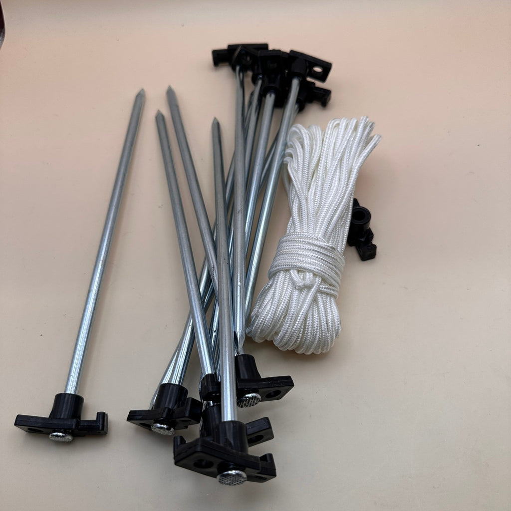 Set of 10 ABCCANOPY 11" Tent Stakes Non-Rust Metal Ground Anchors with 4 Rope