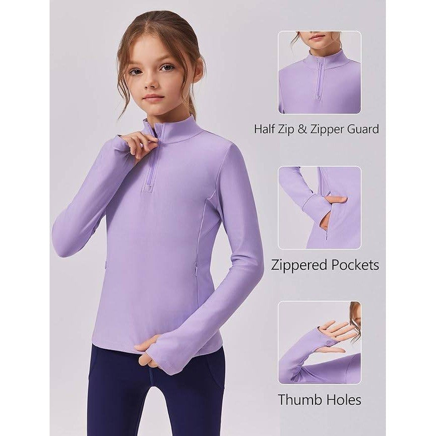 MSRP $28 Zaclotre Girls 5-6Y Fleece Long Sleeve Shirt Half Zip Pullover Sweatsh