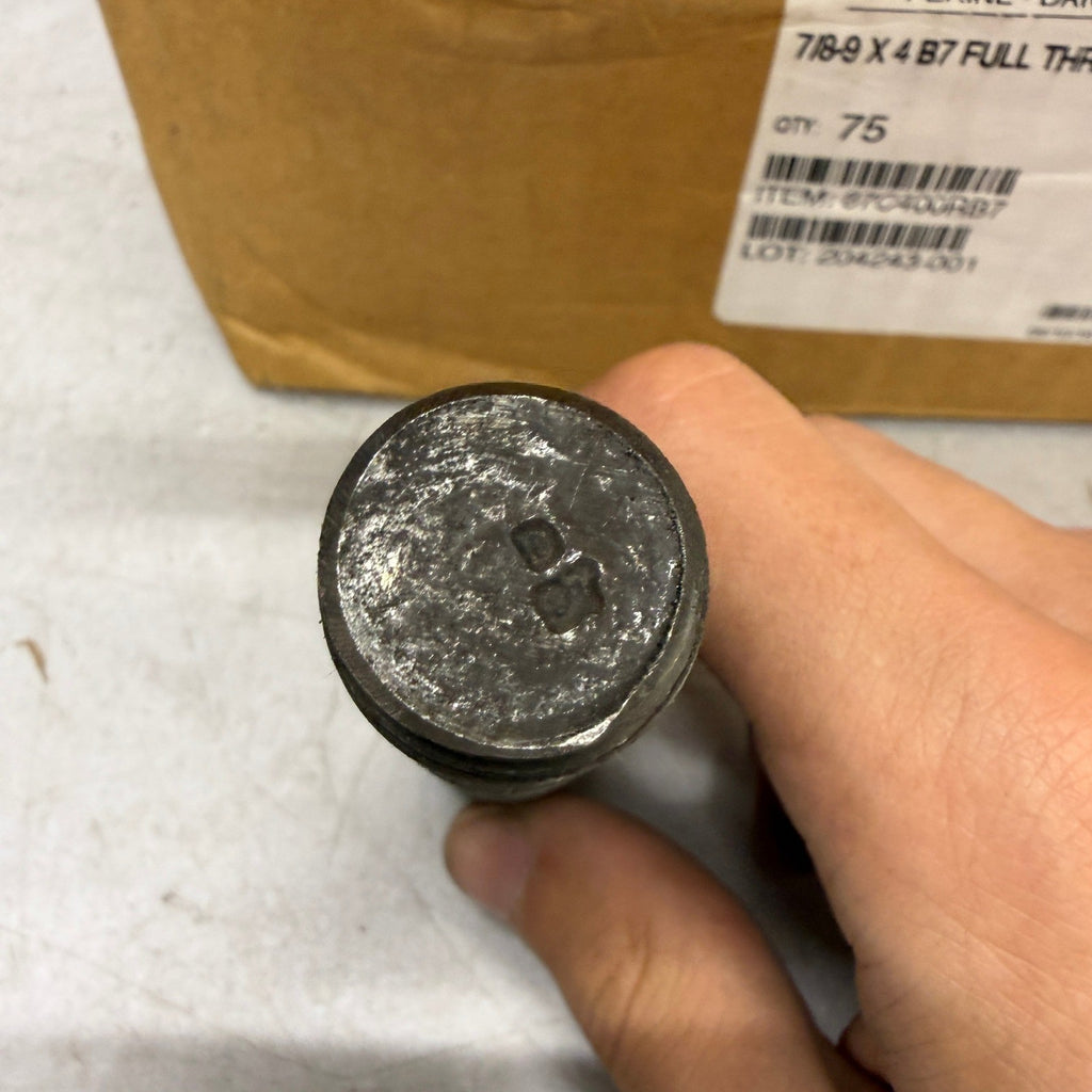 Pack of 75 Perine-Danforth 7/8-9 x 4" B7 Full Thread Stud Bolts