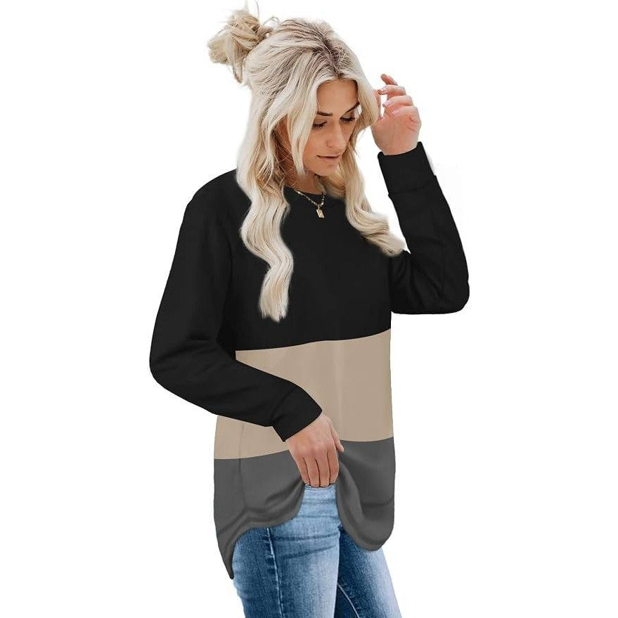 MSRP $28 Dofaoo Women's S Sweatshirt Crewneck Long Sleeve Color Block Shirt