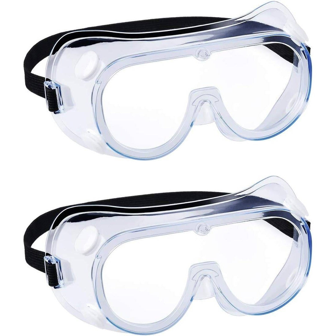 Pack of 2 Safety Goggles Over Glasses, Clear Anti Fog Protective Adjustable El