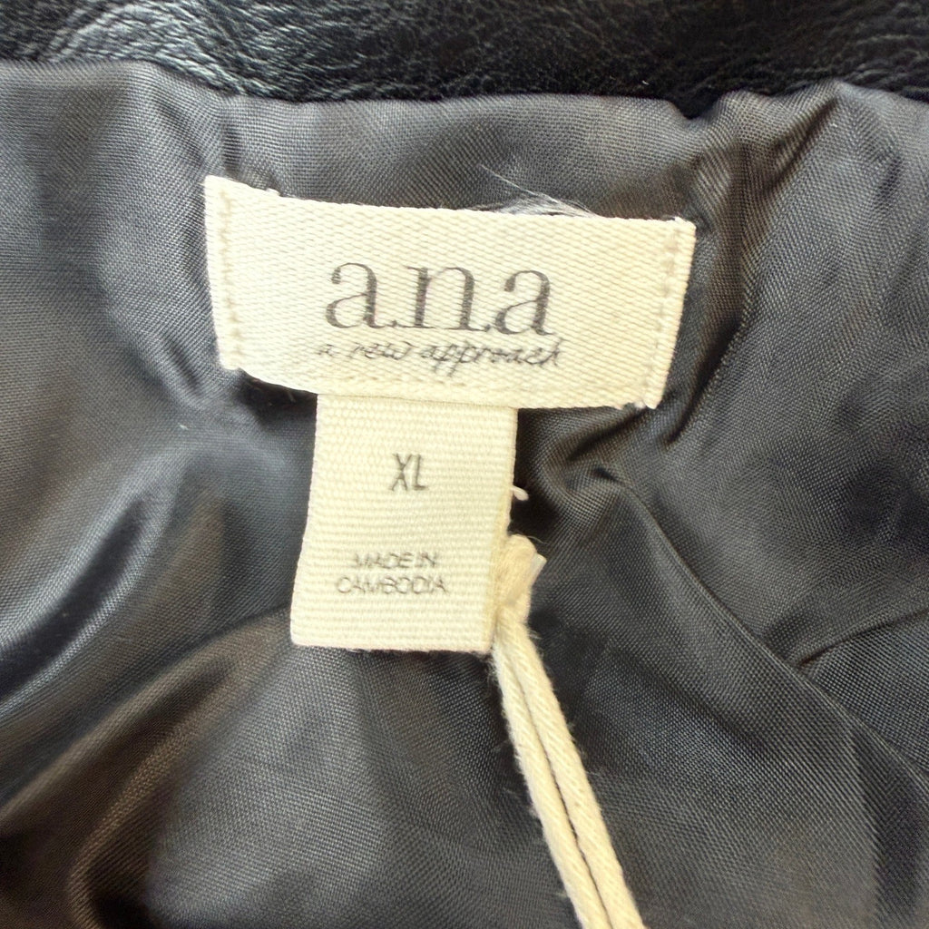 MSRP $108 A.N.A Women's XL Black Moto Jacket Faux Leather Asymmetrical Zip