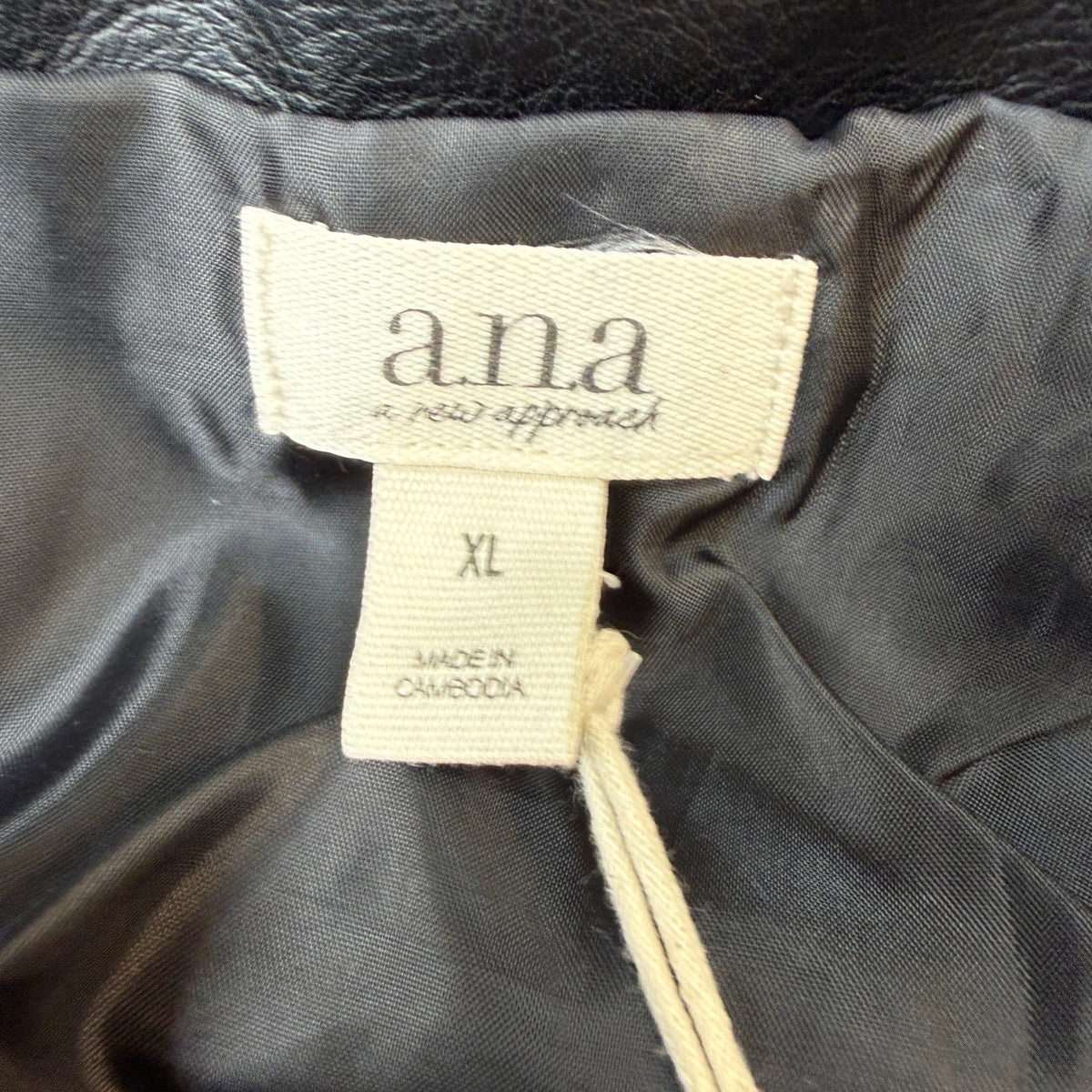 MSRP $108 A.N.A Women's XL Black Moto Jacket Faux Leather Asymmetrical Zip