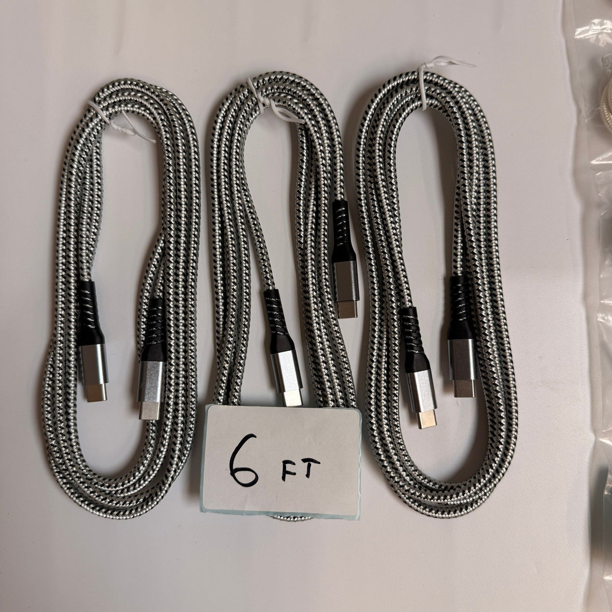 Lot of 8 USB C to USB C 60W Braided Fast Charging Cables 6ft Type C Cords