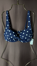 Lands' End DEEP SEA POLKA DOT Twist Front Underwire Bikini Swim Top Size 2,4