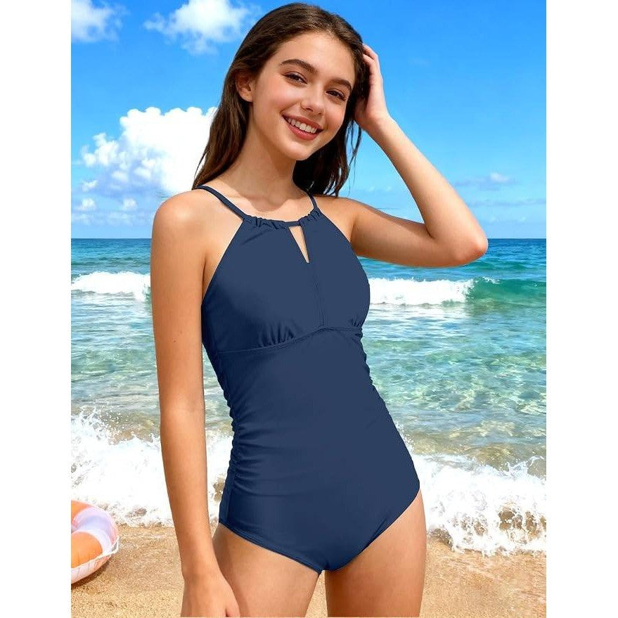 MSRP $25 TyeSmo Teen Girls 15-16Y Swimsuit One Piece Solid Modest Adjustable St