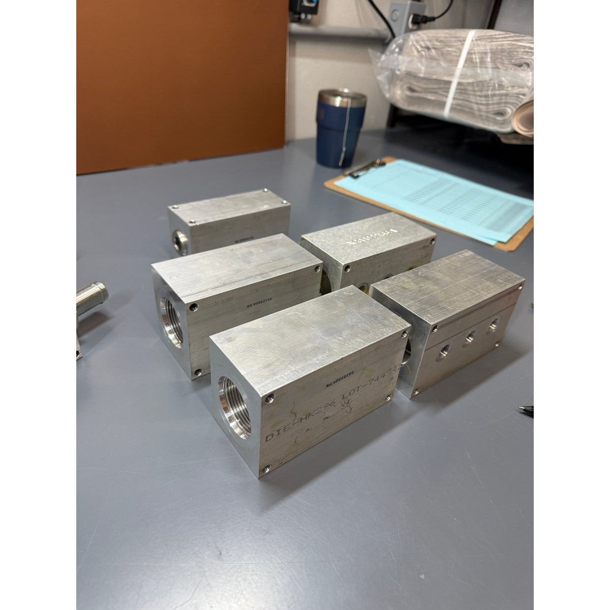 Set of 8 Aluminum Hydraulic / Pneumatic Distribution Manifold Blocks