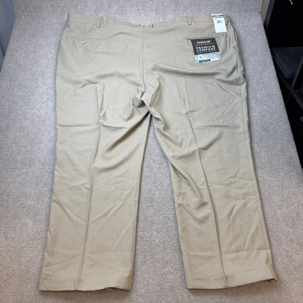 MSRP $80 Haggar HD90651 Mens 54W x 30L Med Khaki Classic Fit Dress Pants Big &