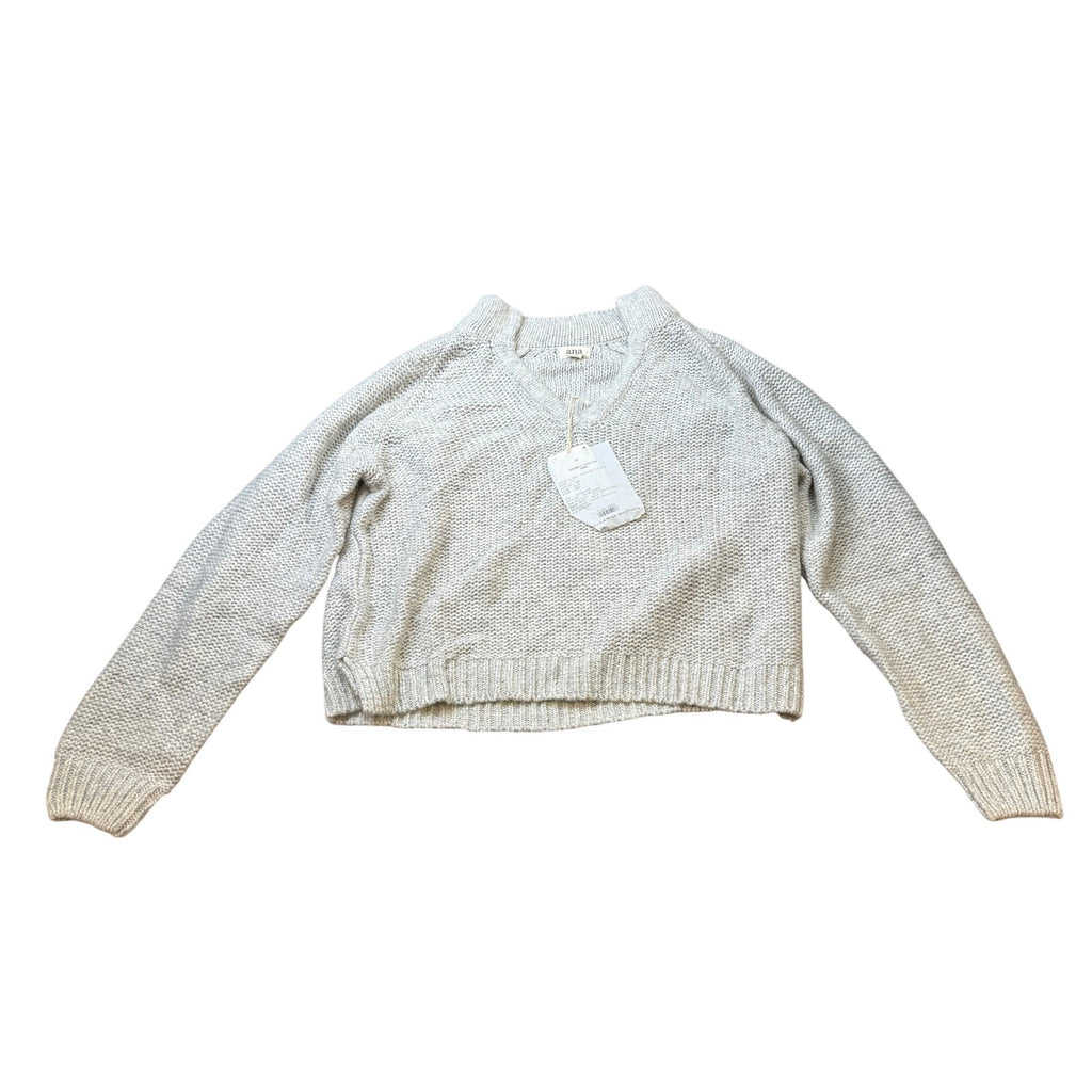 MSRP $42 a.n.a Womens L Tall Gray Split Crew Neck Long Sleeve Pullover Sweater