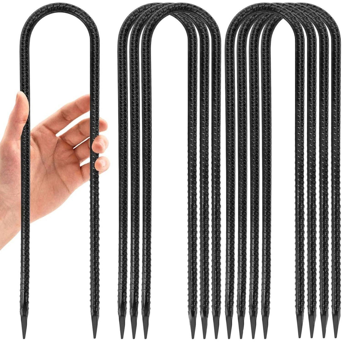 Set of 8 Kiivakii 12" Trampoline Stakes Heavy Duty U-Shaped Steel Anchors for H